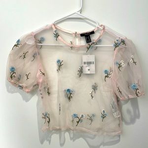 Sheer short sleeve top